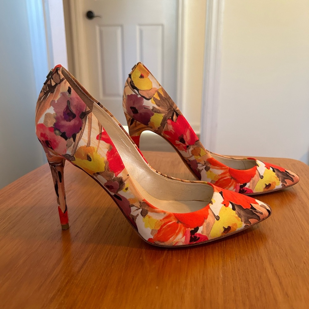 Ivanka Trump bright colored floral heels